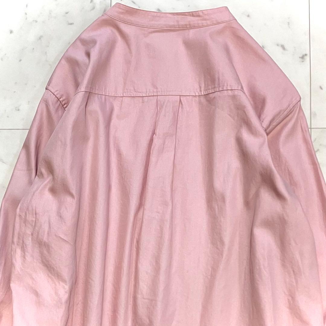 美品 23区 CANCLINI バンドカラー コットンシャツ ピンク 46