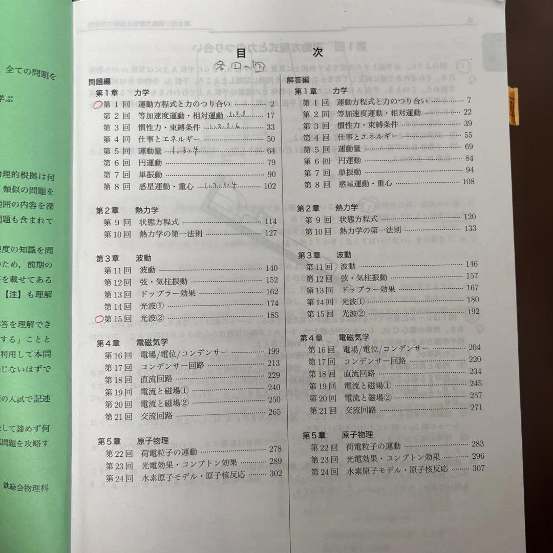 鉄緑会　高3物理発展講座　問題集　解説　2024年　【最新版】
