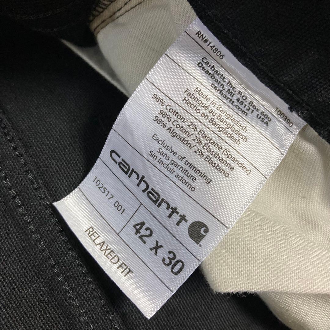 カーハート　ワークパンツ　ブラック　ビックサイズ 古着　W42 L30