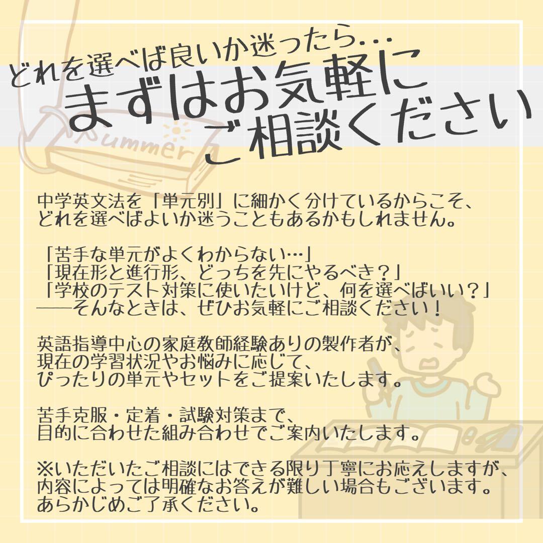 【中1フルパッケージ】単元別英文法カード　中学生　テスト　復習　予習　参考書