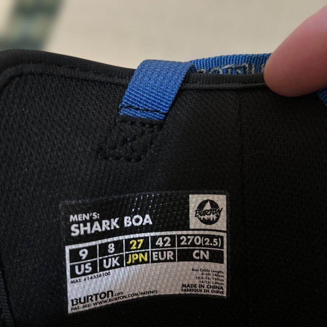 スノーボードブーツ BURTON SHARK BOA 27cmブラック/ブルー