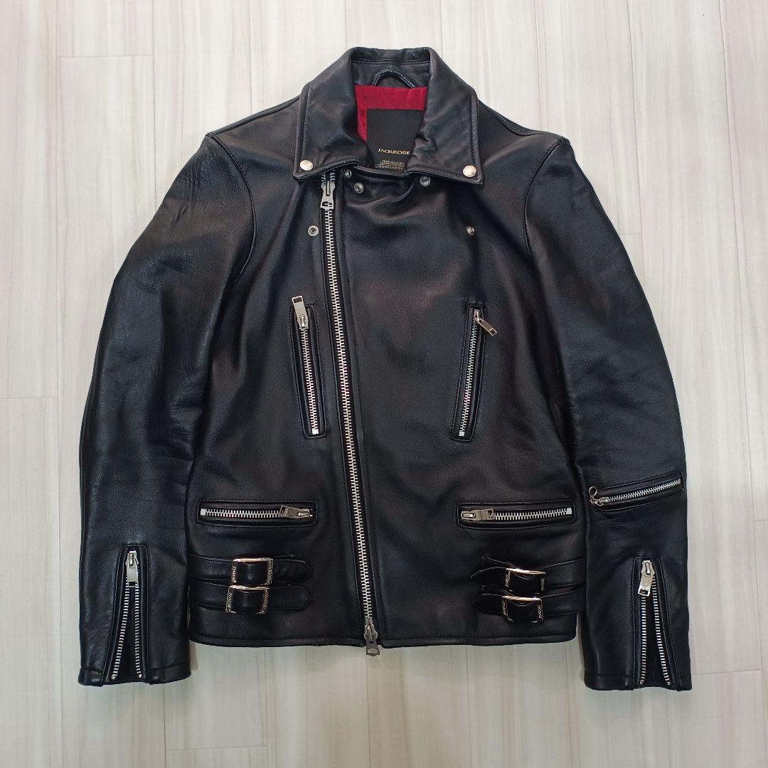【本革】JACKROSE ライダースジャケット ダブル Lサイズ シープレザー