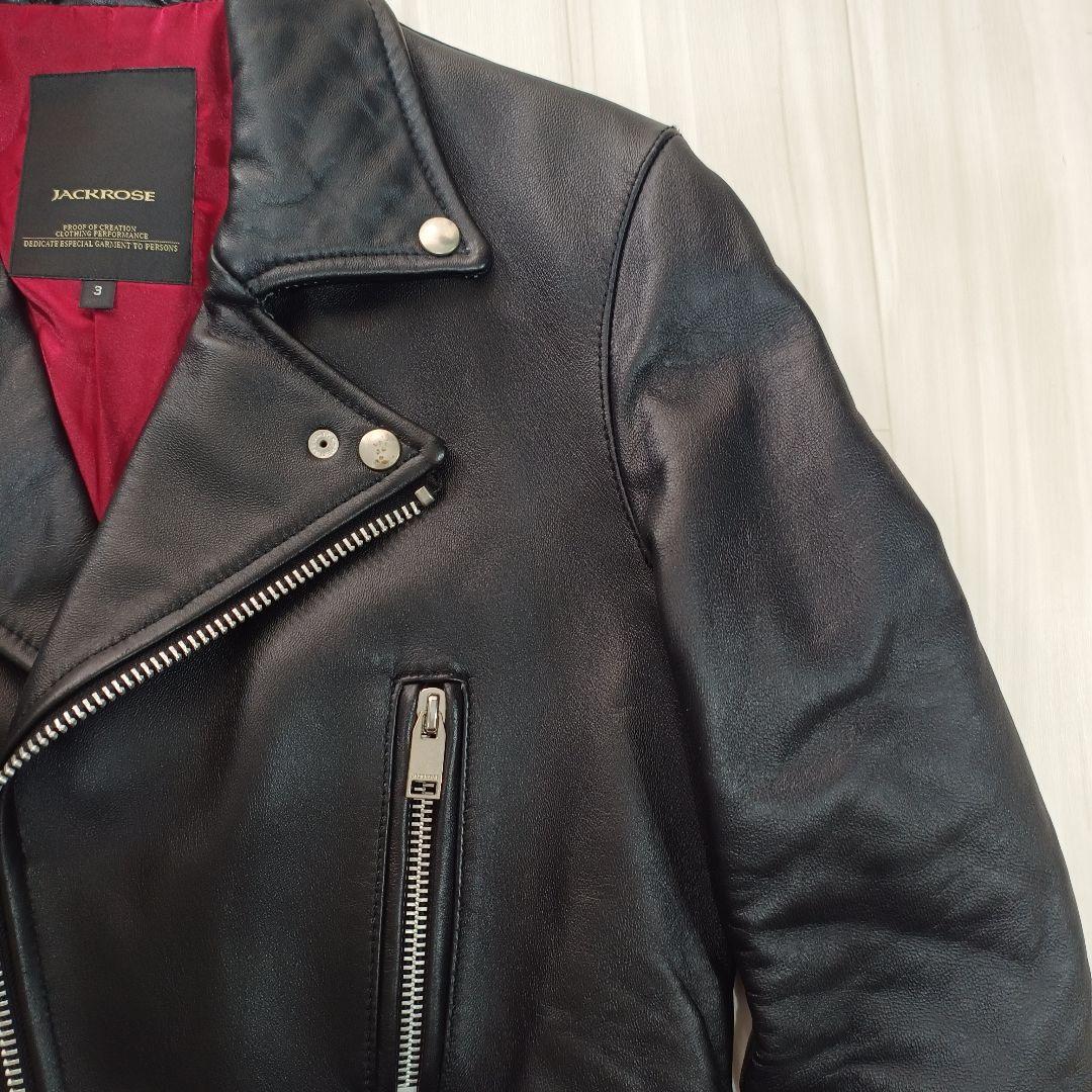 【本革】JACKROSE ライダースジャケット ダブル Lサイズ シープレザー