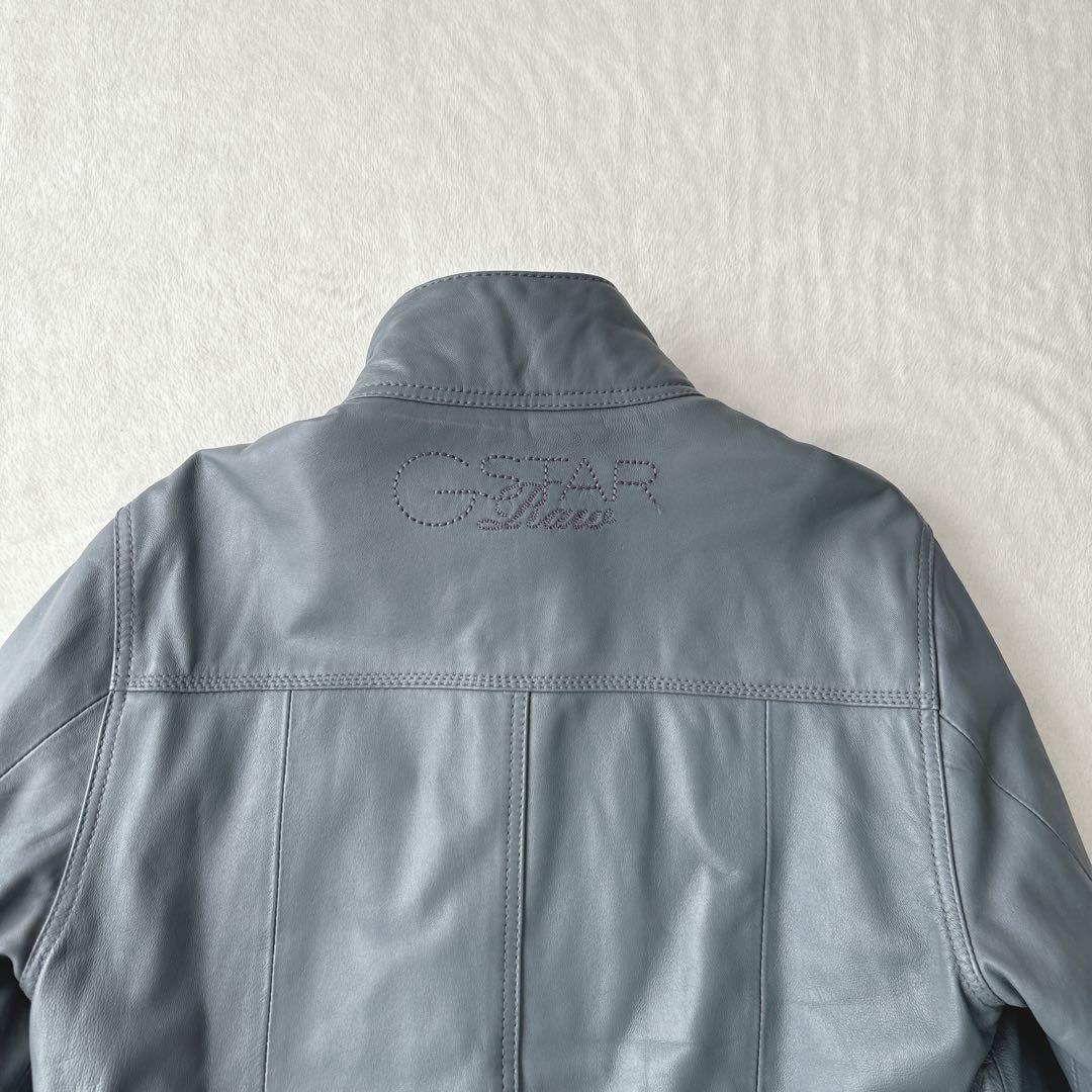 【美品】ジースターロウ　レザージャケット　ライダース　ラムレザー　ブルー