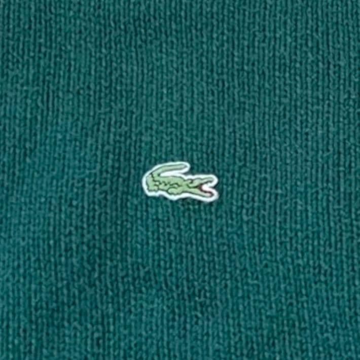 LACOSTEラコステ クルーネックニットワニロゴ刺繍グランパグリーン緑M
