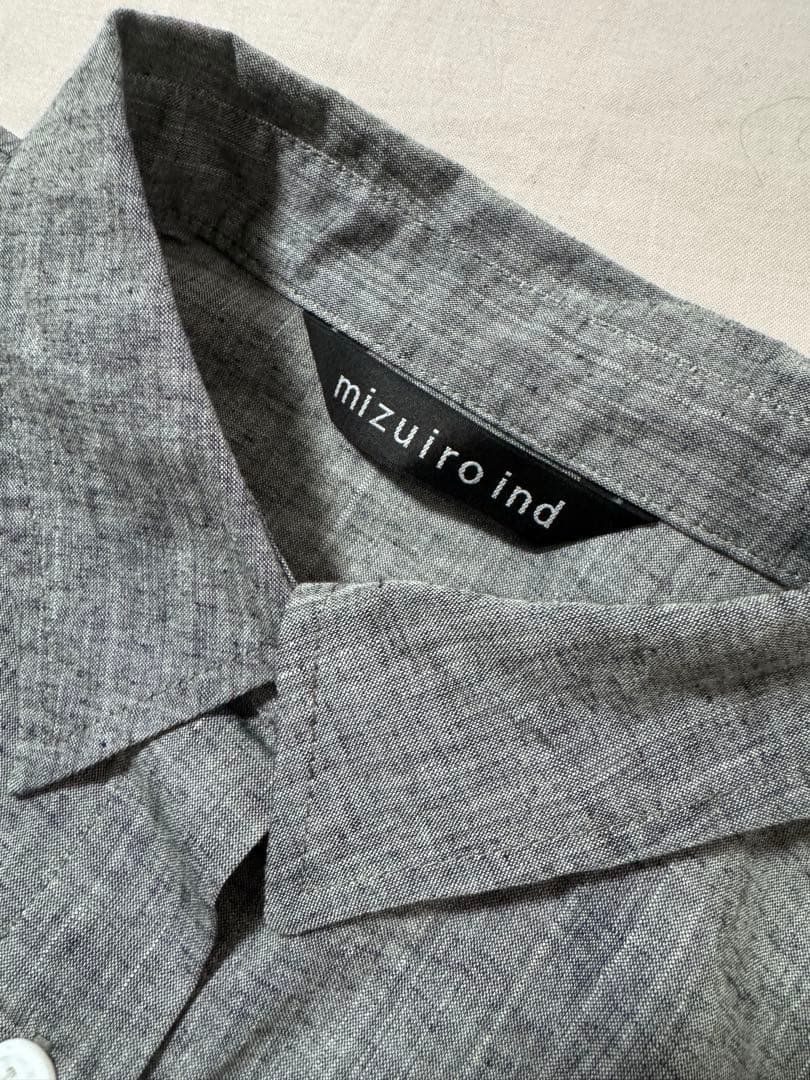 mizuiro ind リネン混ワイドシャツ