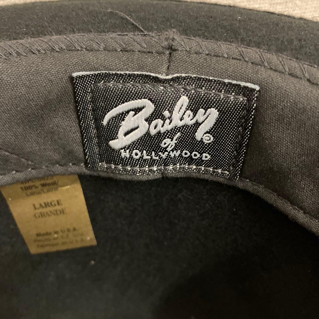 【美品】Bailey／ベイリーTINO中折れ帽・羽付き　 L　ブラック