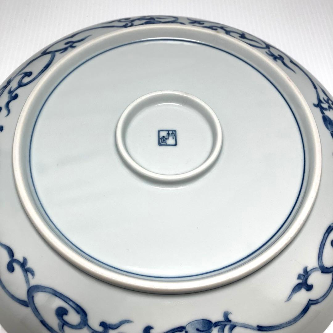 希少 有田焼 林斎窯 古伊万里 大皿 丸皿 青色 伝統工芸 32cm 皿