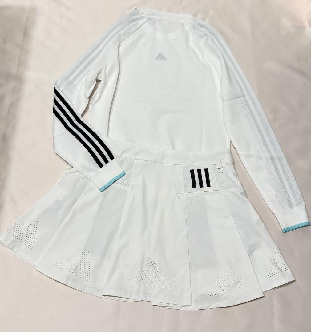 新品adidas ゴルフ　モックネックニット　パンチングプリーツスカート　爽やか