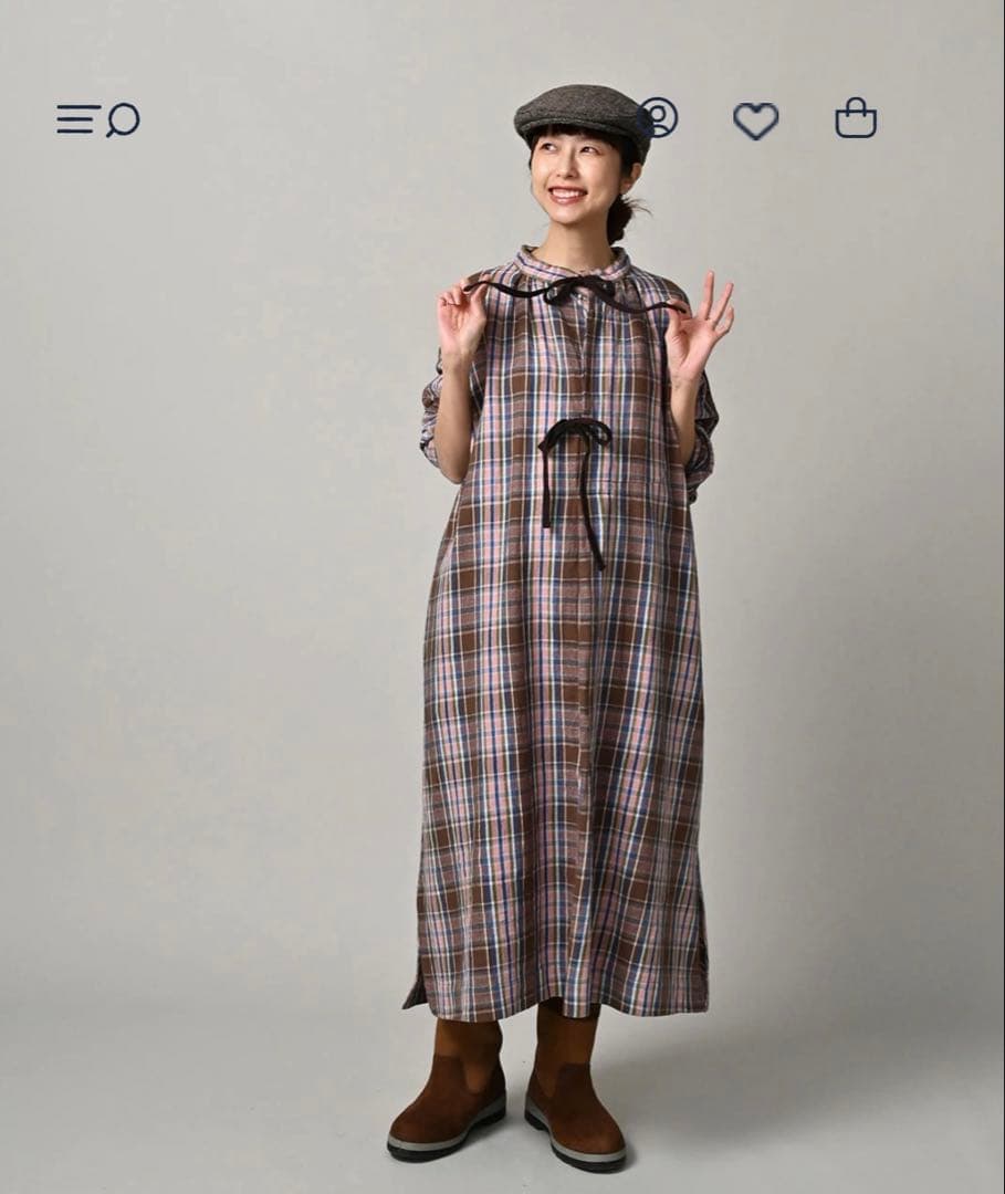 美品⭐︎ 45R ざっくりインドネルのマウンテンス モックドレス