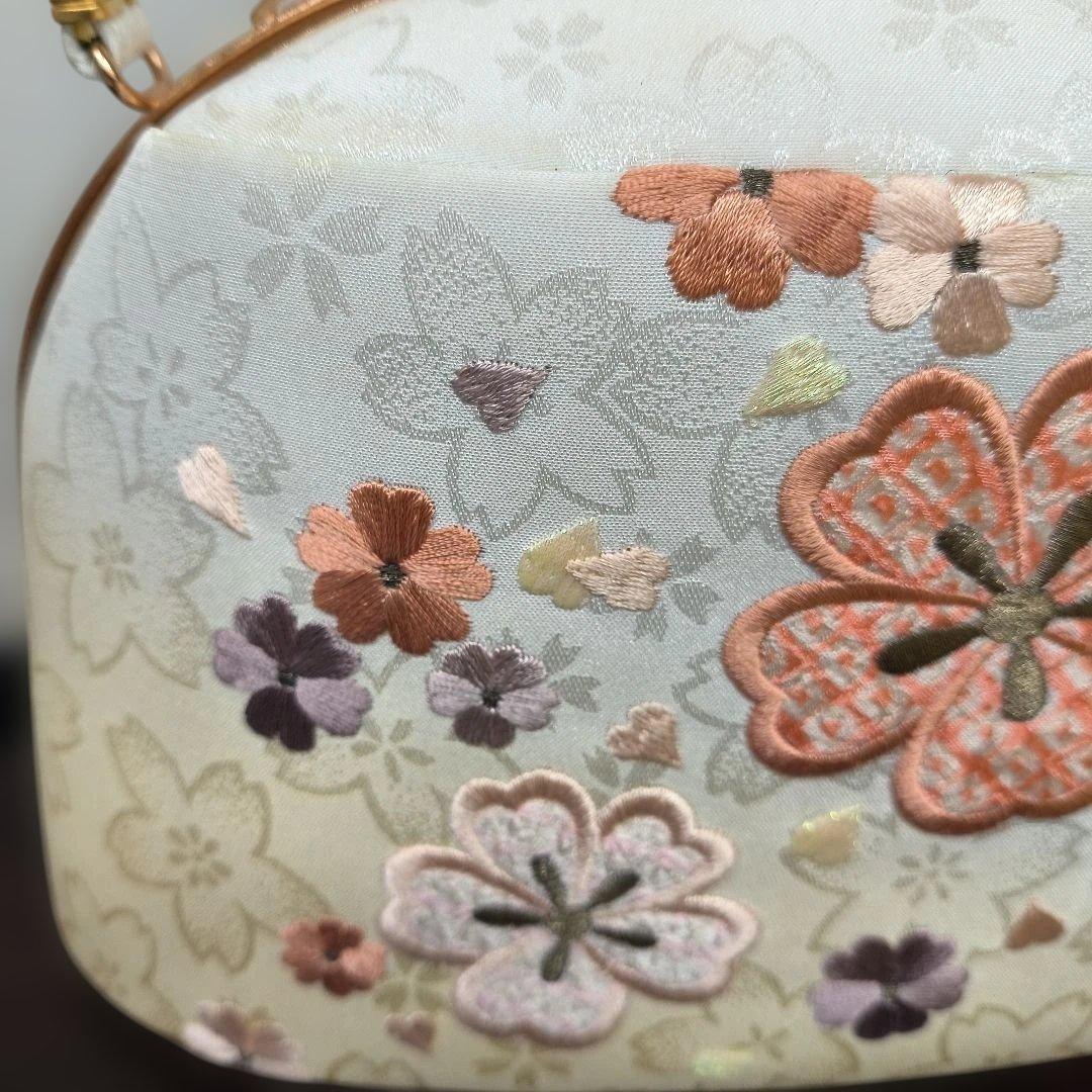 沙織 花柄刺繍和装用バッグと草履セット