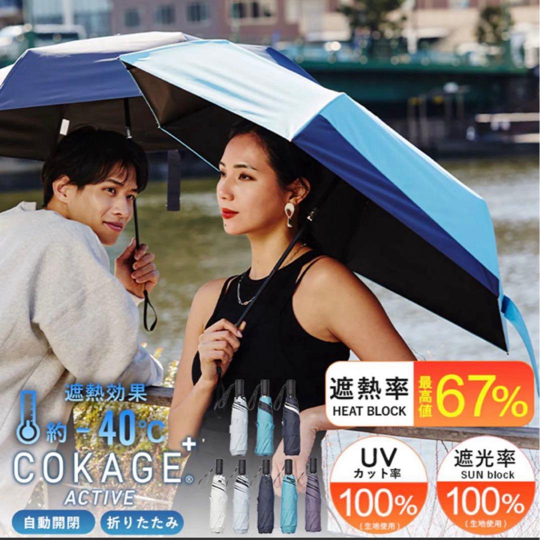 【未使用】COKAGE+ACTIVE自動開閉55cm晴雨兼用 ミッドナイトブルー