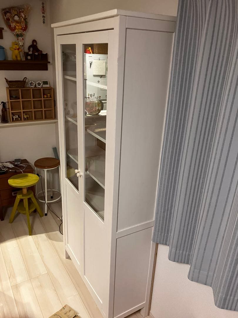 イケヤ　HEMNES ヘムネス　コレクションケース　リビング　食器棚　収納家具