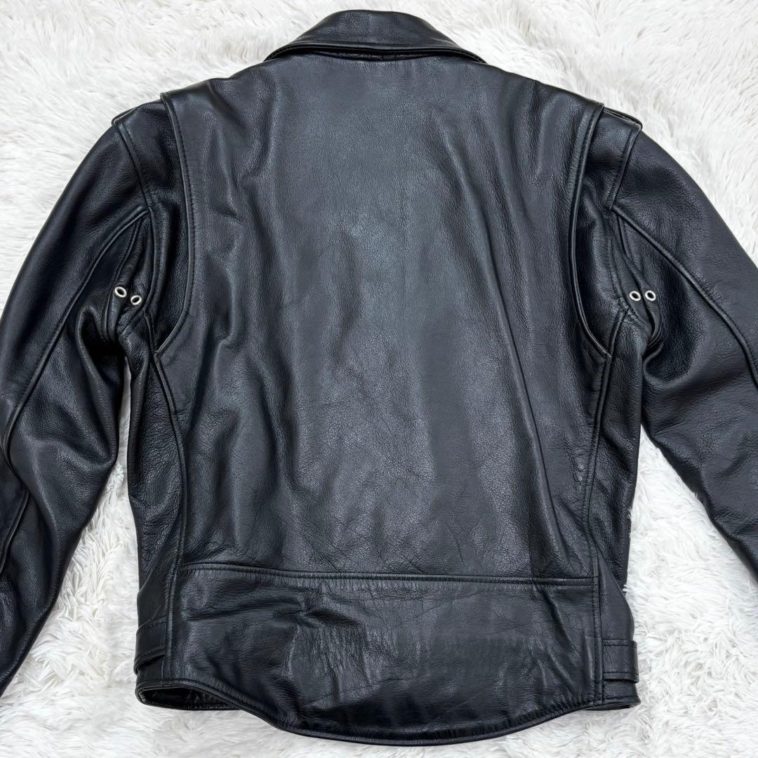 Rookie Leathers 水牛革 ダブルライダースジャケット 黒 ベルトL