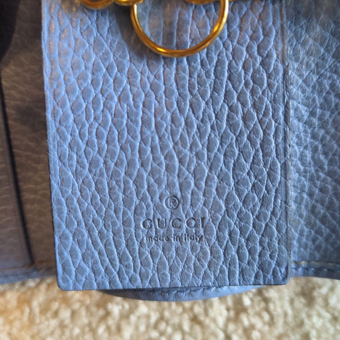 GUCCI ライトブルー レザーキーケース プチマーモント