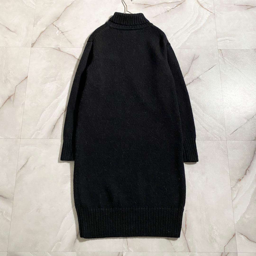 A18332 MHL. ウールアルパカ タートルネックニットワンピース 黒Ⅱ