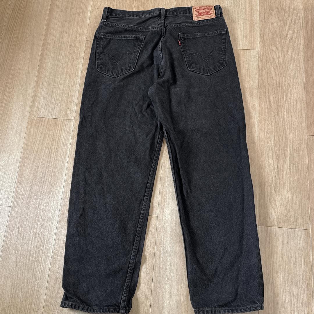 b*中様 リーバイス 550 W36 リラックスフィット ブラックデニム ワイド