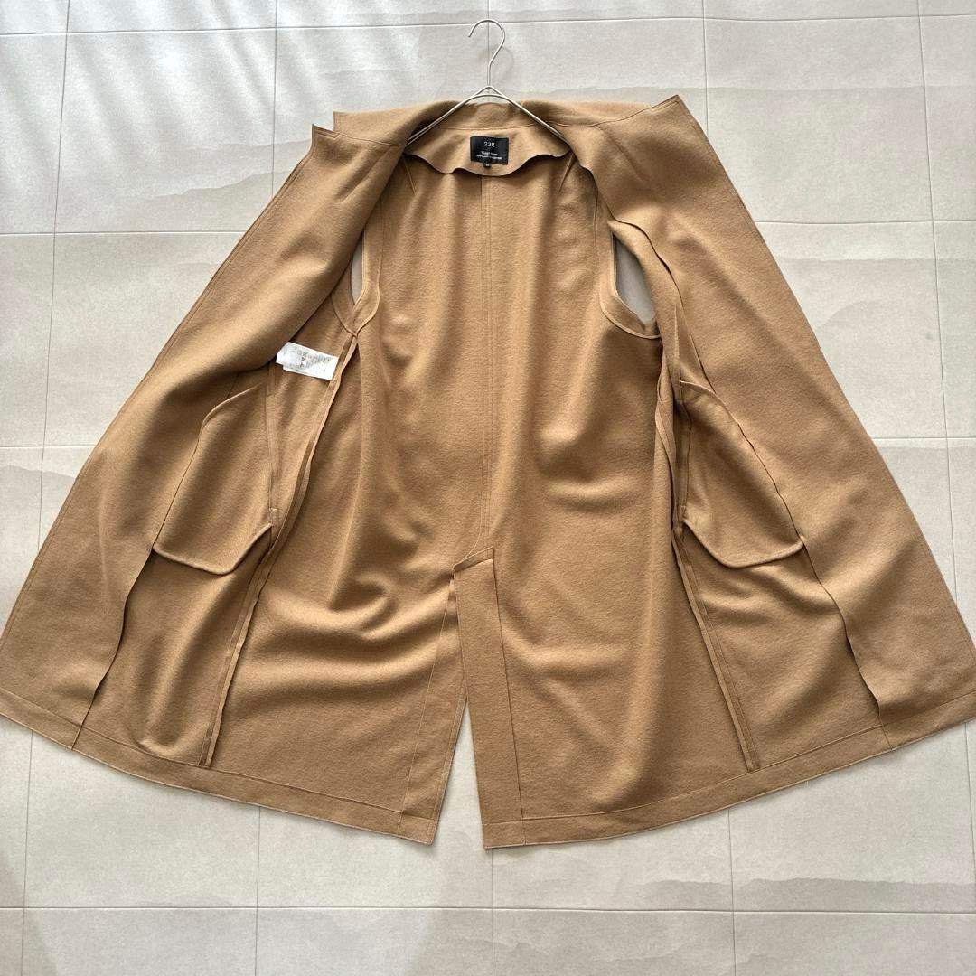 美品 23区♡ウール ロングジレ キャメル 大きいサイズ 44 ピークドラペル