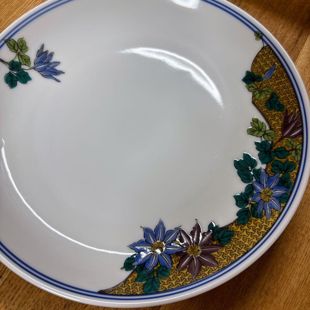九谷焼　錦栄窯　時代絵　花絵変わり　6号皿揃　中皿　盛皿　19cm