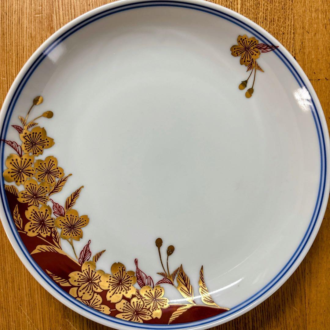 九谷焼　錦栄窯　時代絵　花絵変わり　6号皿揃　中皿　盛皿　19cm