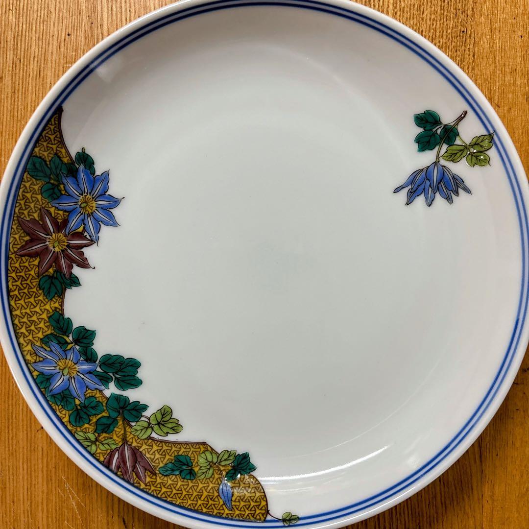 九谷焼　錦栄窯　時代絵　花絵変わり　6号皿揃　中皿　盛皿　19cm