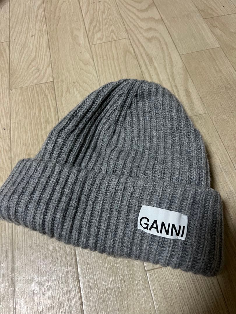 GANNI ニット帽 グレー