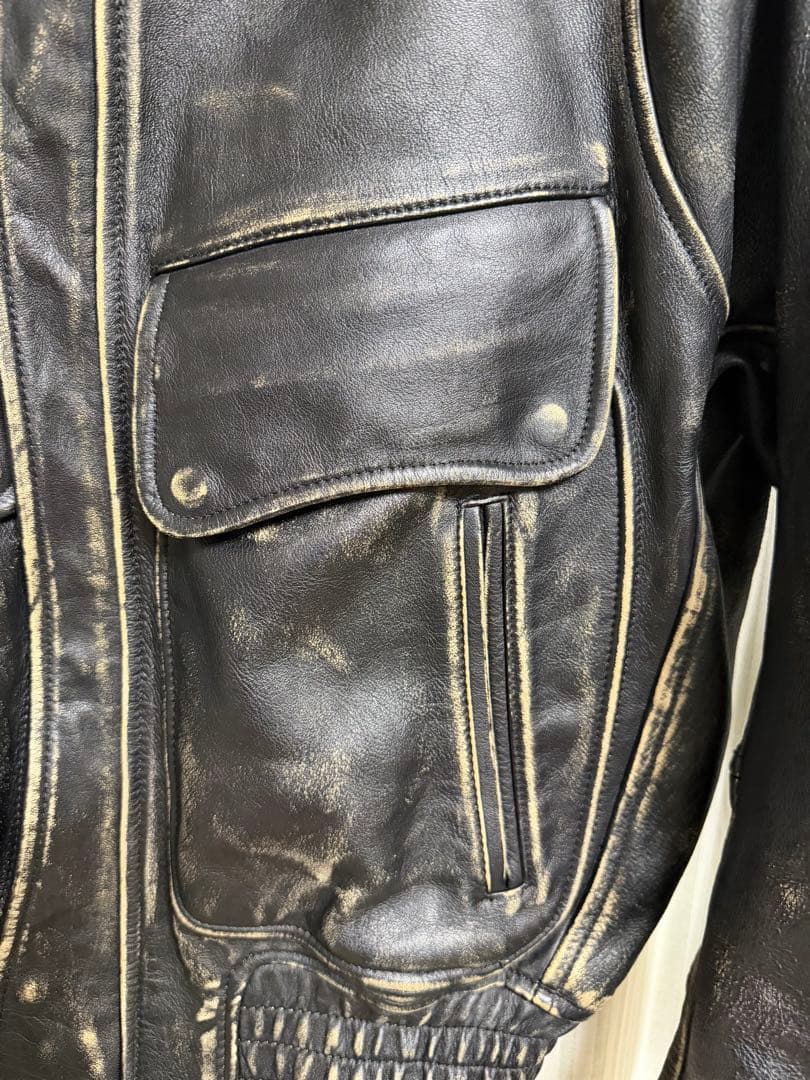 ジャケット・アウター NVRFRGT DISTRESSED LEATHER BOMBER JACKET