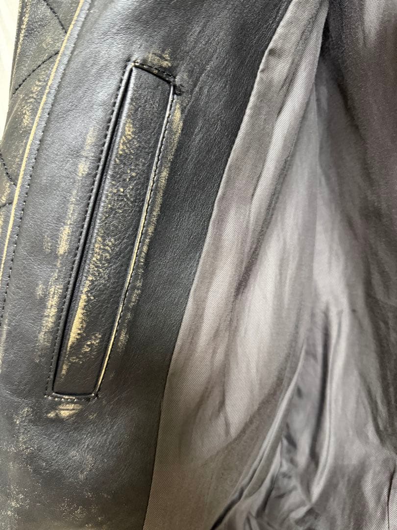 ジャケット・アウター NVRFRGT DISTRESSED LEATHER BOMBER JACKET