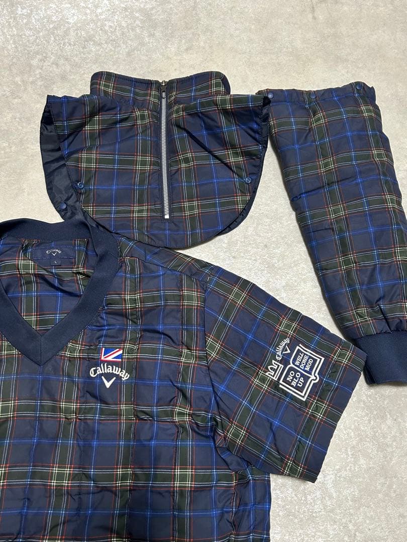 極美品 Callaway 4way チェック ダウンジャケット L メンズ