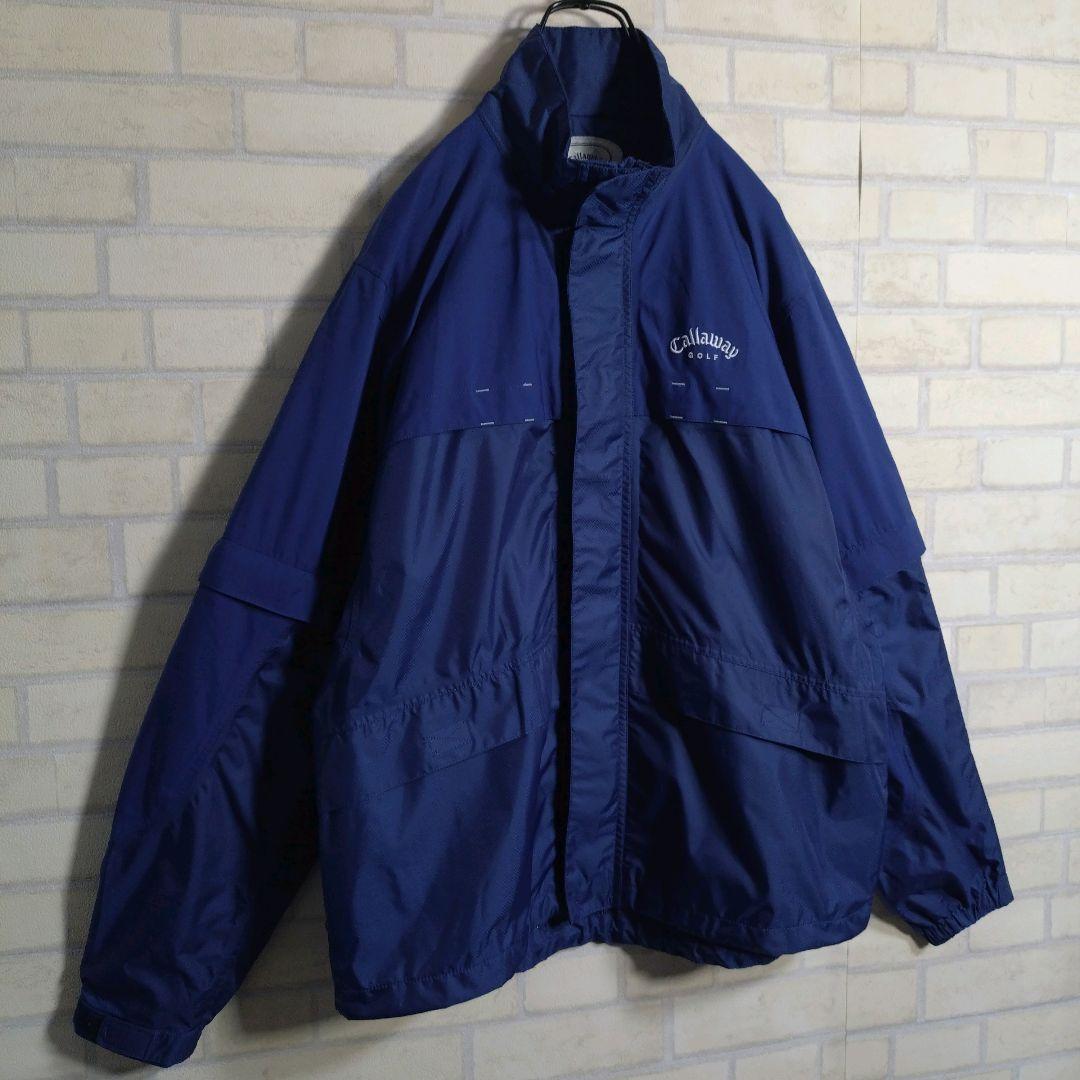 キャロウェイ★裏メッシュ 2WAY ナイロン セットアップ 上下組 紺 L