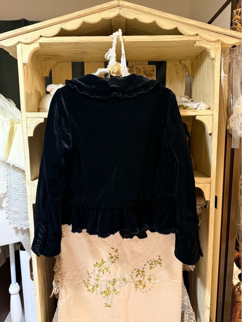 pinkhouse スノーベロアジャケット♡ブラック♡丸襟♡フリル♡リボン