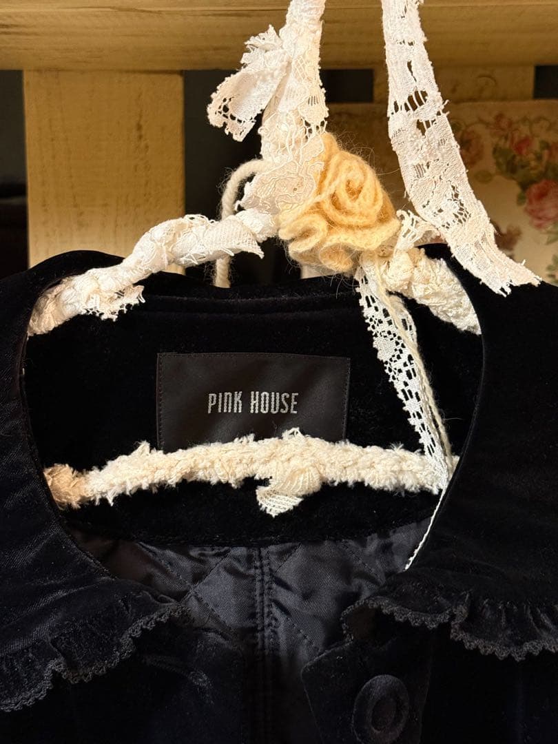 pinkhouse スノーベロアジャケット♡ブラック♡丸襟♡フリル♡リボン