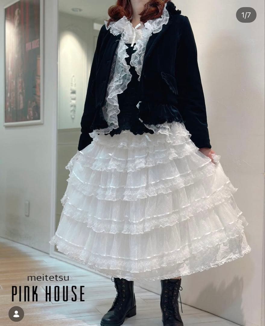 pinkhouse スノーベロアジャケット♡ブラック♡丸襟♡フリル♡リボン