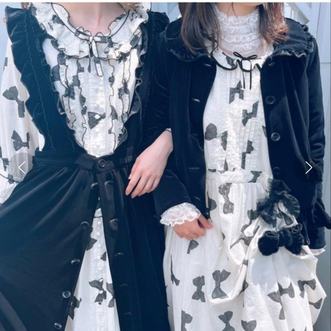 pinkhouse スノーベロアジャケット♡ブラック♡丸襟♡フリル♡リボン