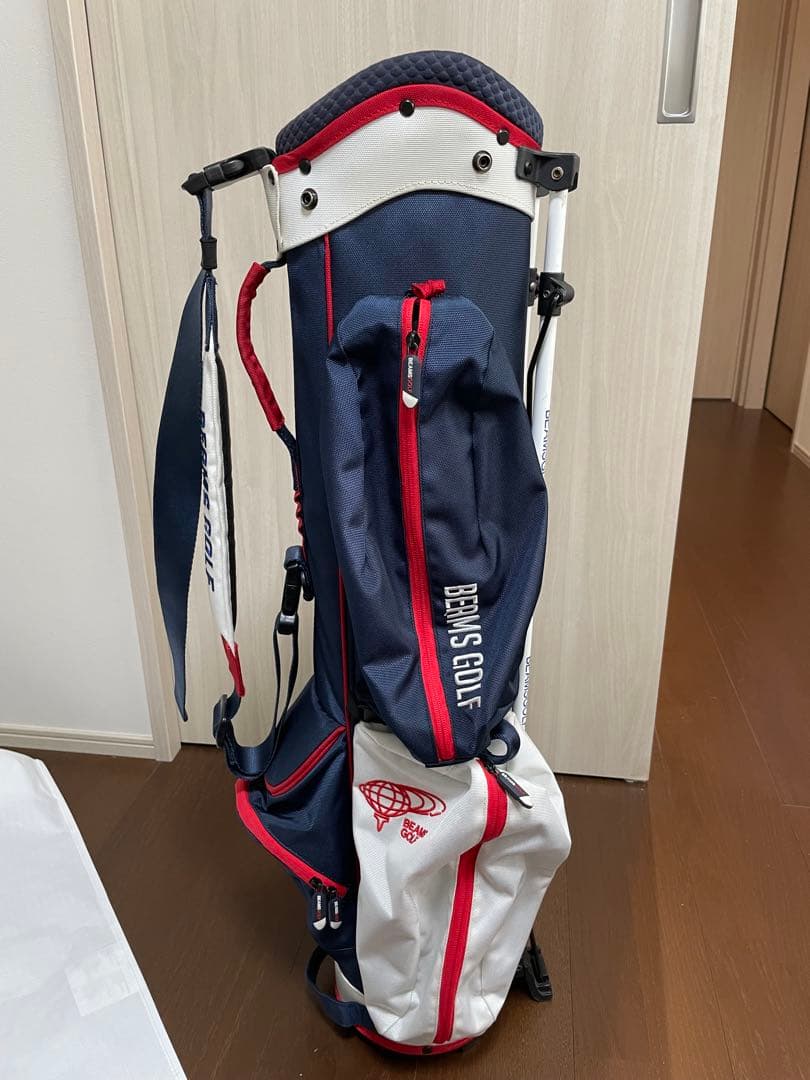 BEAMS GOLF スタンドバッグ ネイビー/ホワイト/レッド