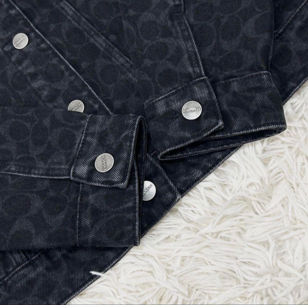 COACH デニムジャケット シグネチャー 総柄 ブラック メンズ