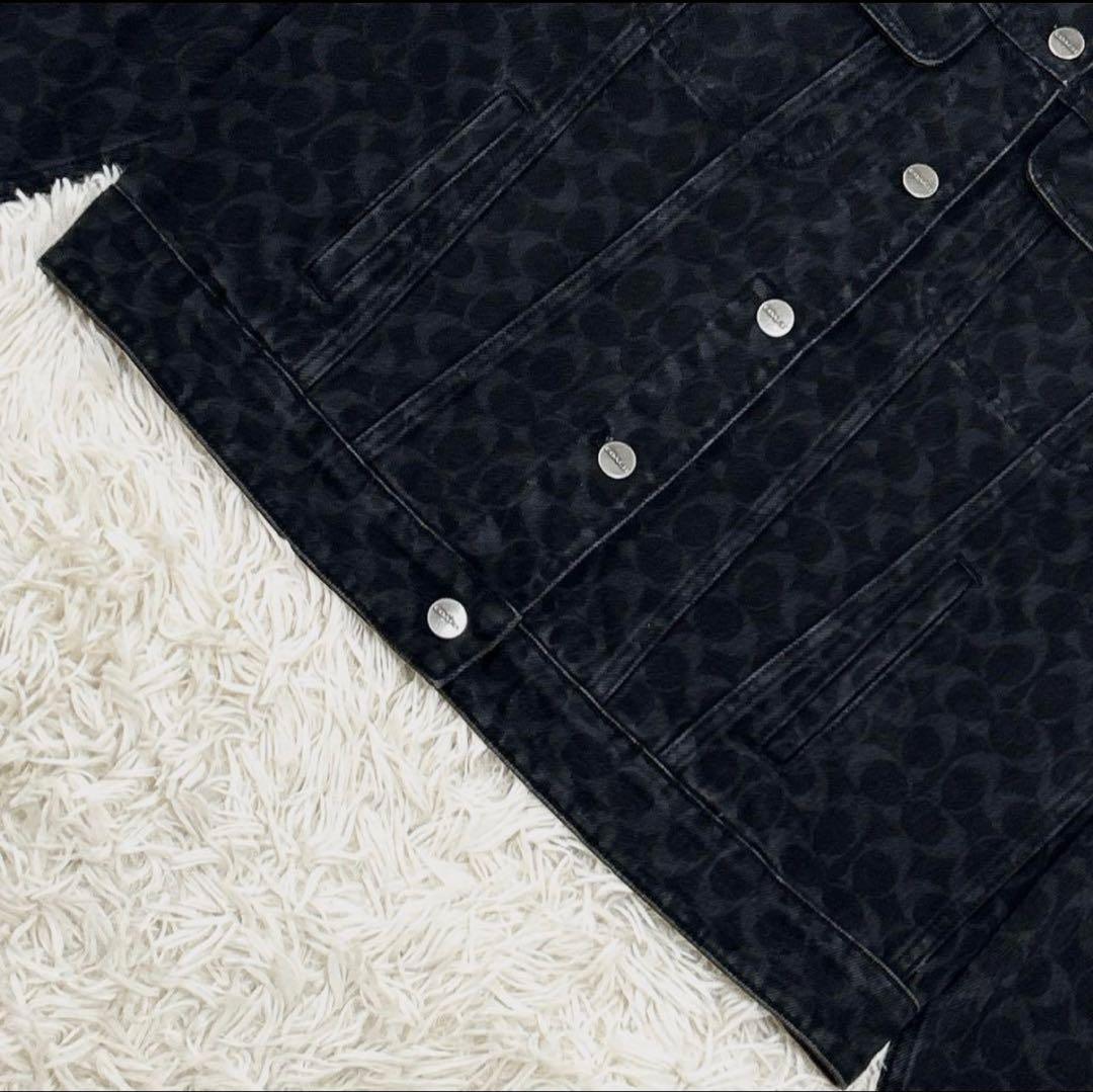 COACH デニムジャケット シグネチャー 総柄 ブラック メンズ