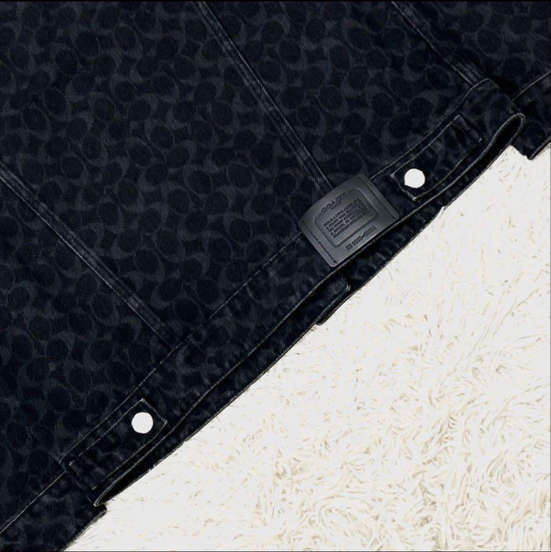 COACH デニムジャケット シグネチャー 総柄 ブラック メンズ