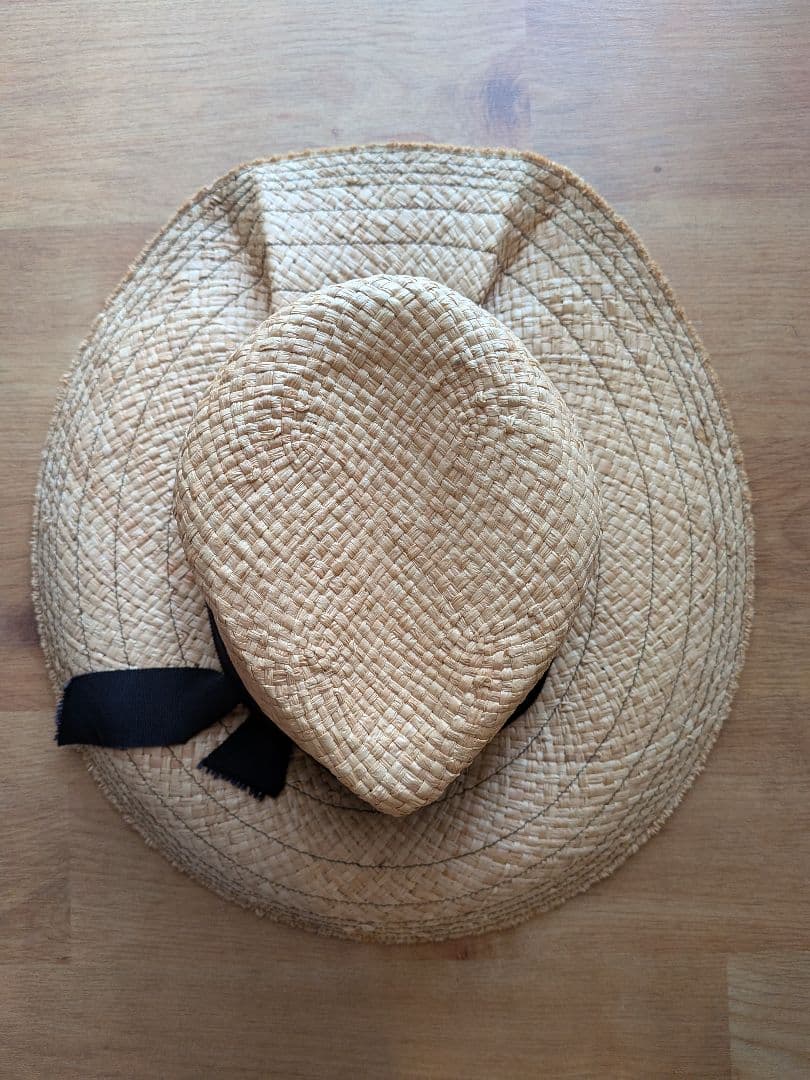Lola HATS ローラハッツ　麦わら帽子　 黒リボン　ベージュ　中折