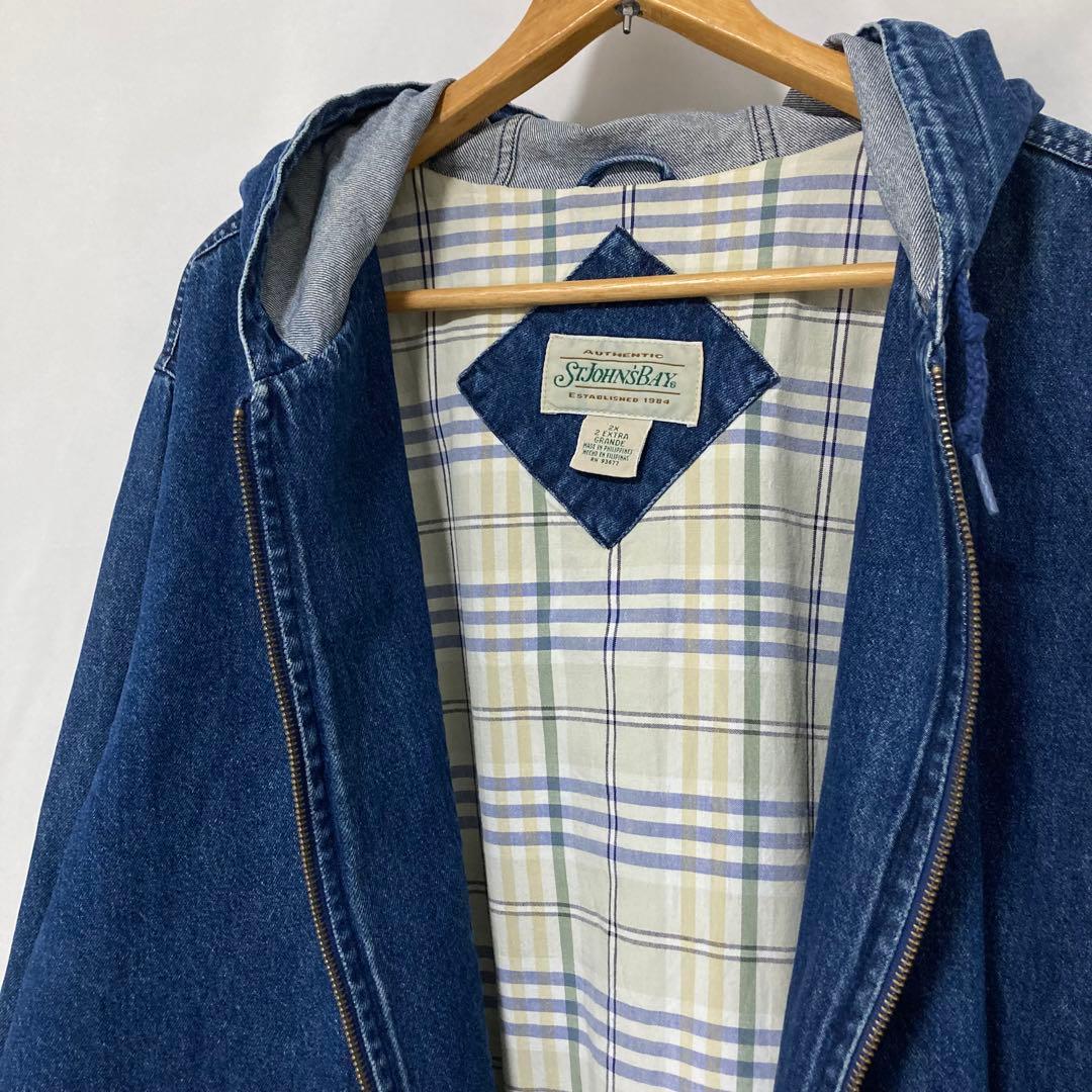 90s セントジョンズベイ デニムジャケット フード XXL 古着 ビンテージ