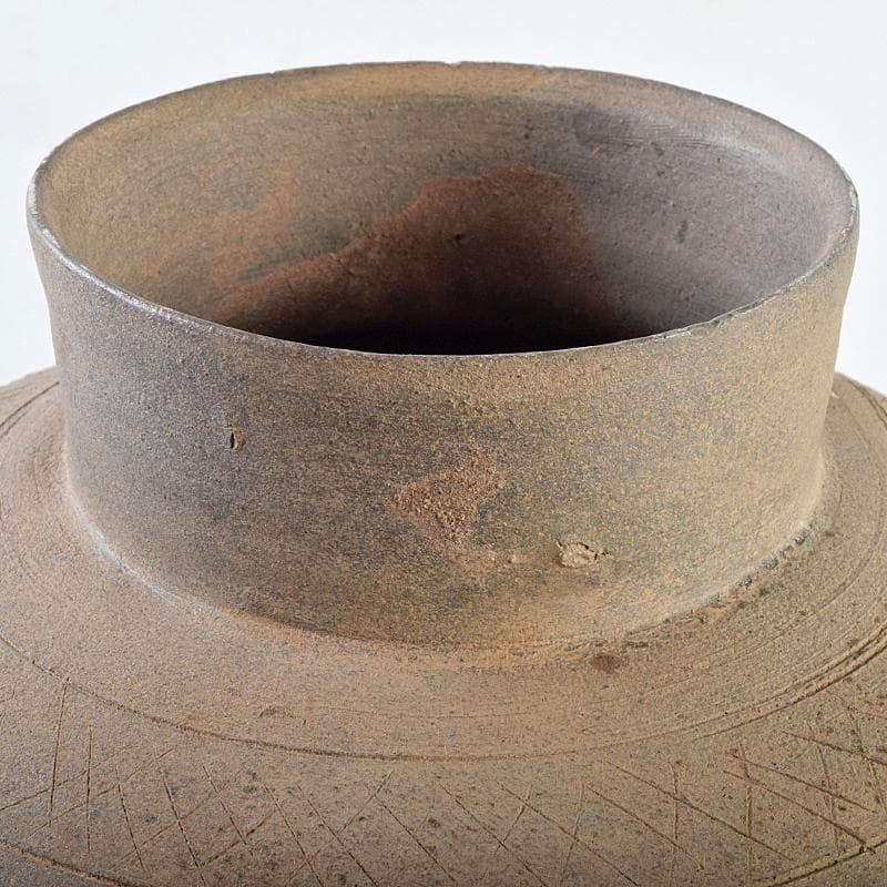 朝鮮美術　須恵器　新羅土器　新羅無細土　壷　時代箱付　M　R9488B
