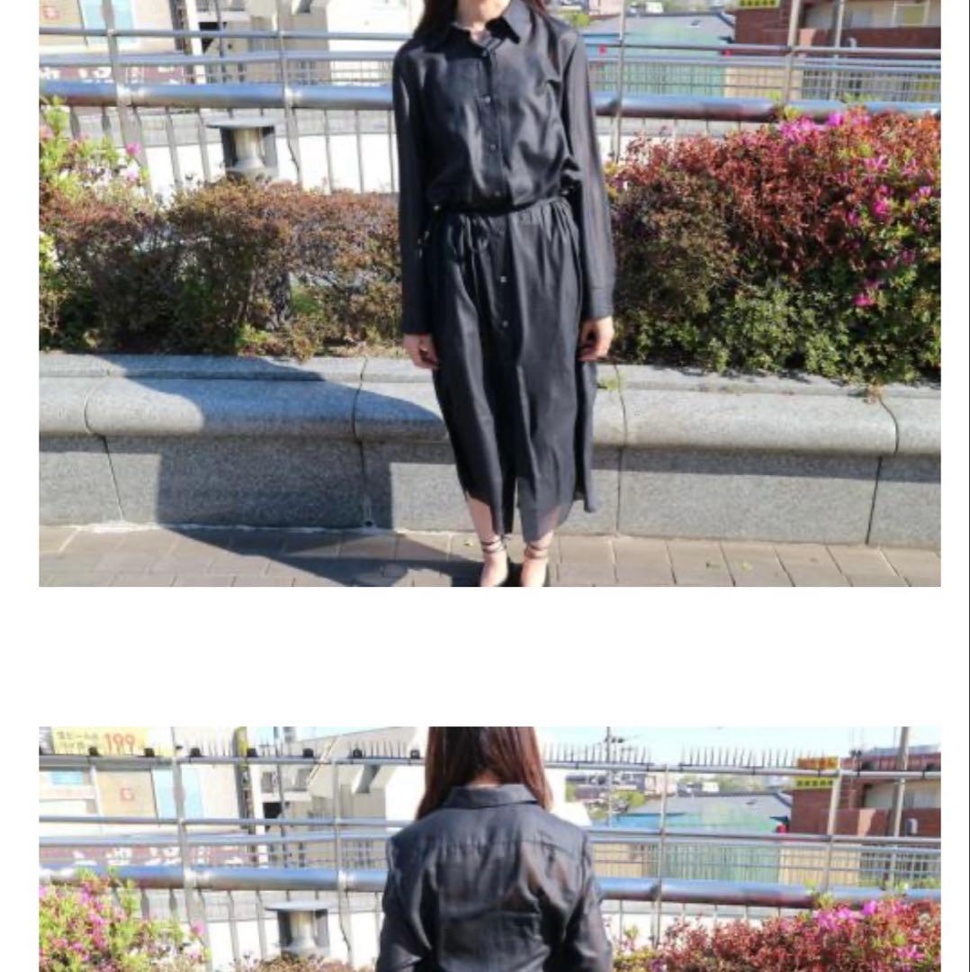 Theory セオリー シースルー ベルト付き ロングシャツワンピース