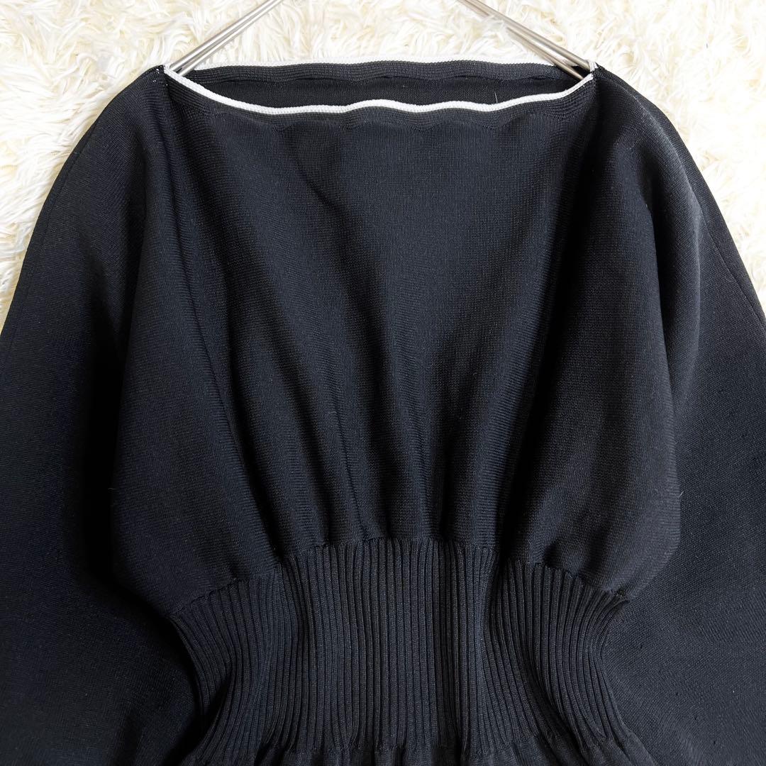 極美品✨セルフォード スカラップニットワンピース バイカラー ブラック 36
