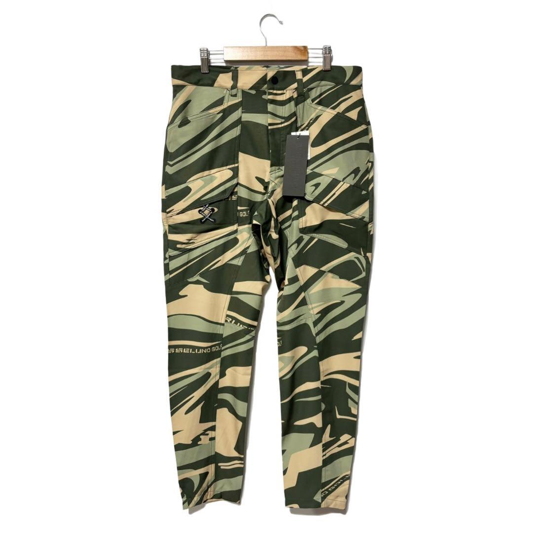 新品 ラッセルノ ゴルフ コンバット ポケット ロングパンツ カーキカモ XL6