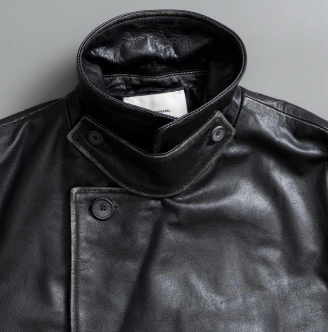 MAISON SPECIAL バッファローレザー コート/0/ブラック【美品】