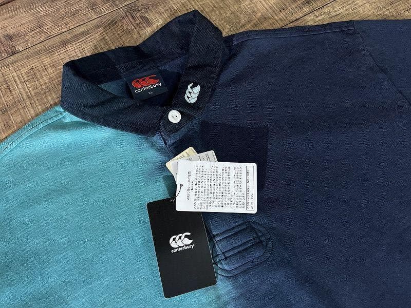 希少 XL 新品 カンタベリー 天竺 ラガー シャツ 長袖 ポロシャツ ジェイド