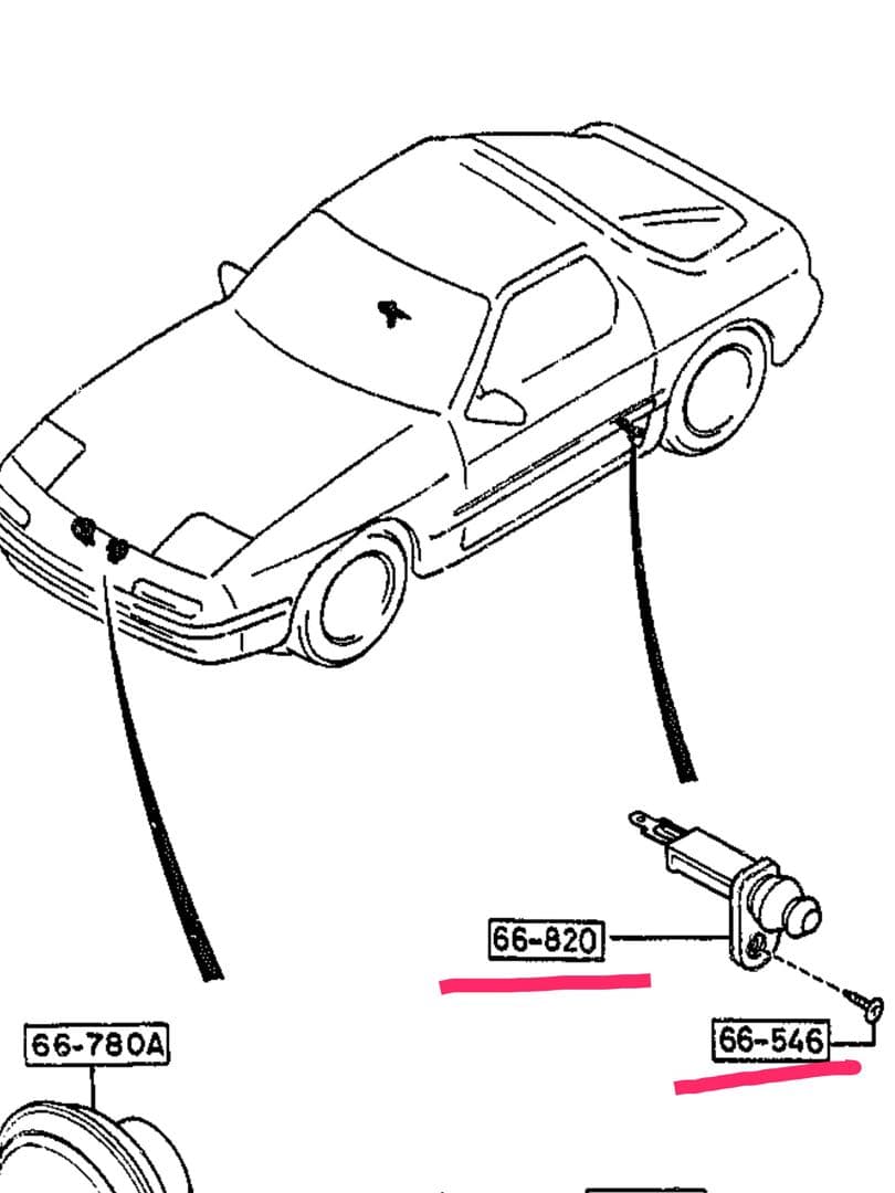 マツダサバンナRX-7(FC3S後期型)ドア(カーテシ)スイッチ&取付スクリュー