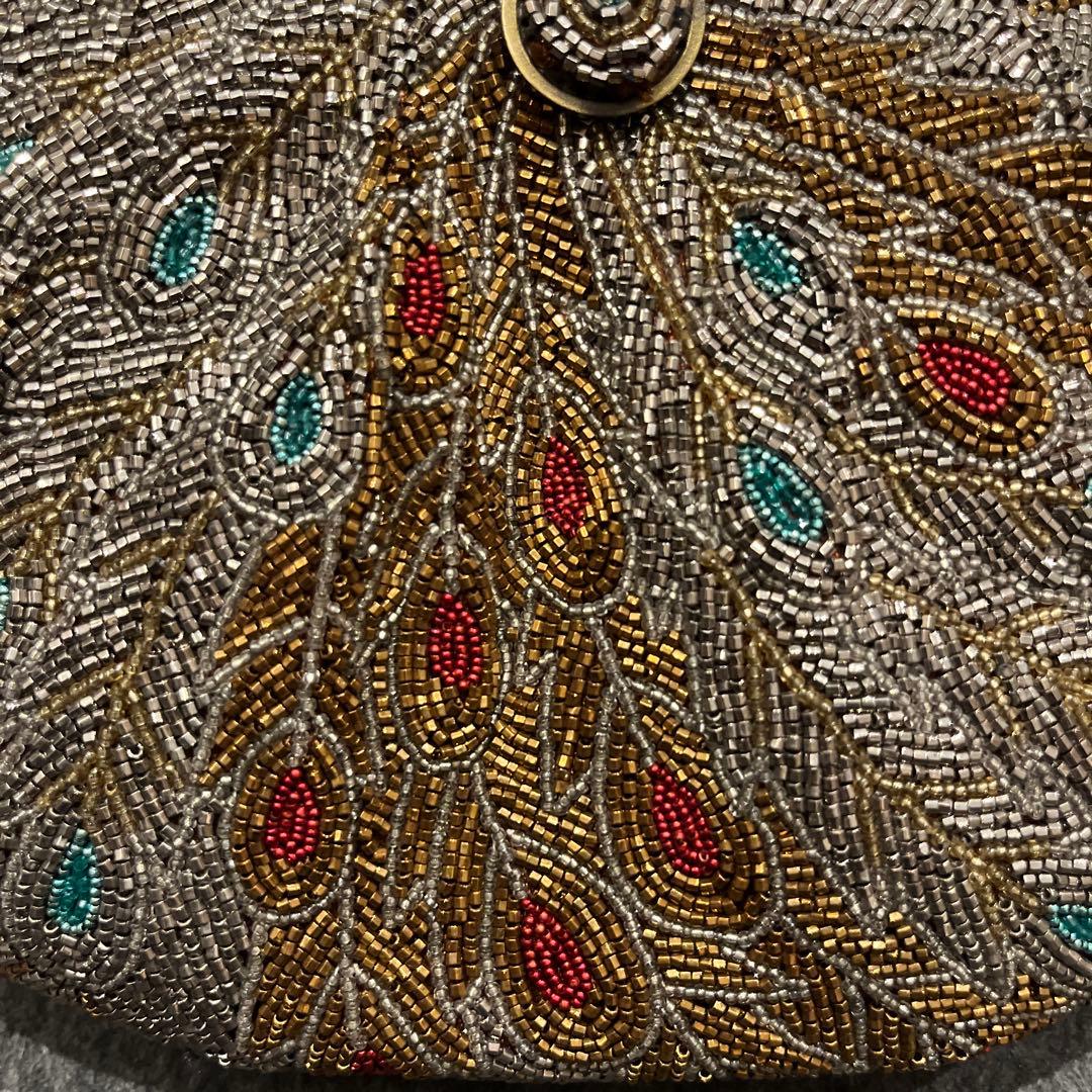 ビーズ刺繍 クラッチバッグ　はしもと