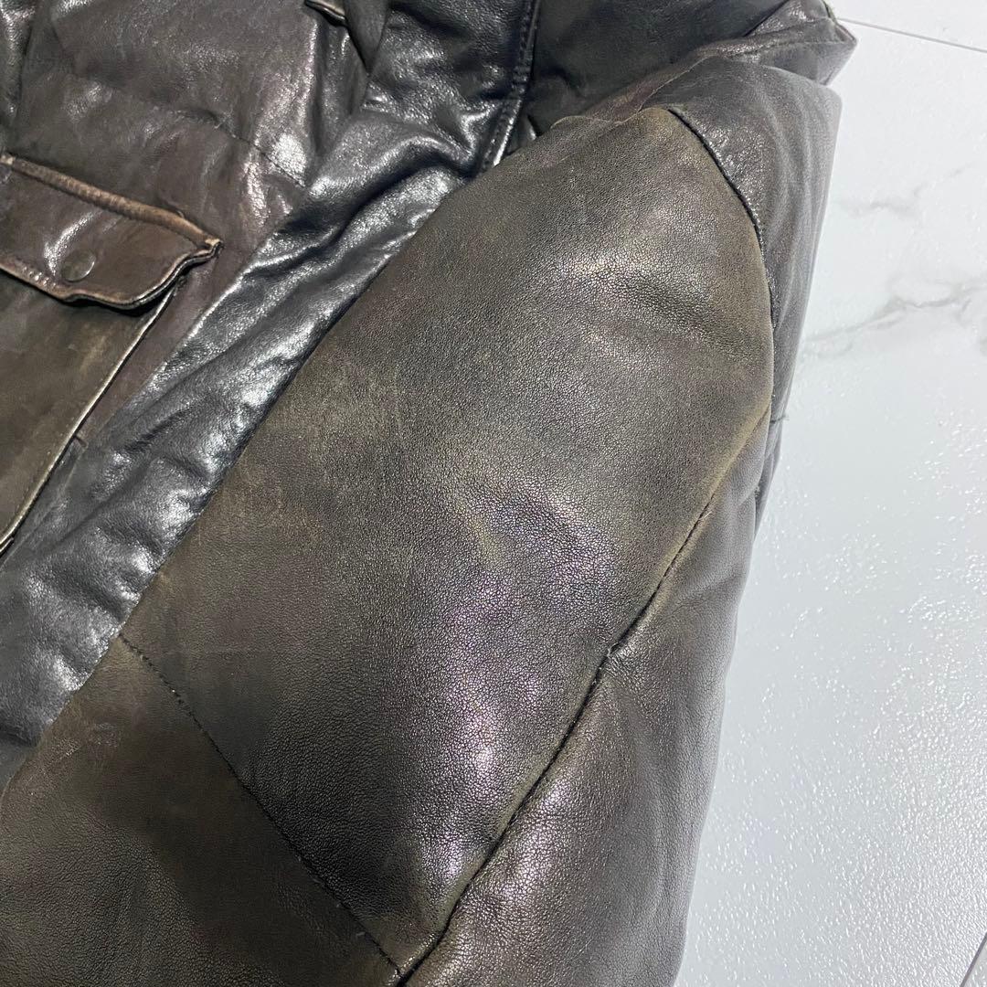 ポールスミス レザーダウンジャケット 羊革 ラム ヴィンテージ