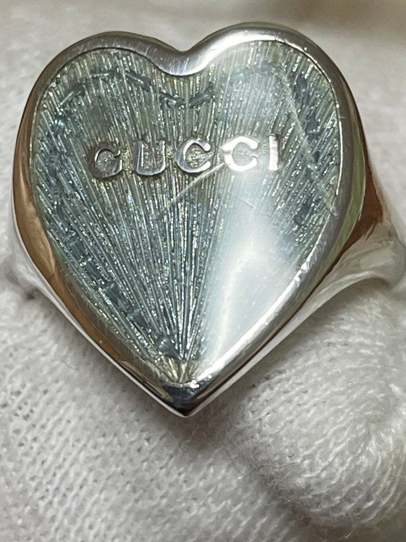 GUCCI グッチ ハート　ピンキーリング　11号　レトロ エナメル　指輪　希少
